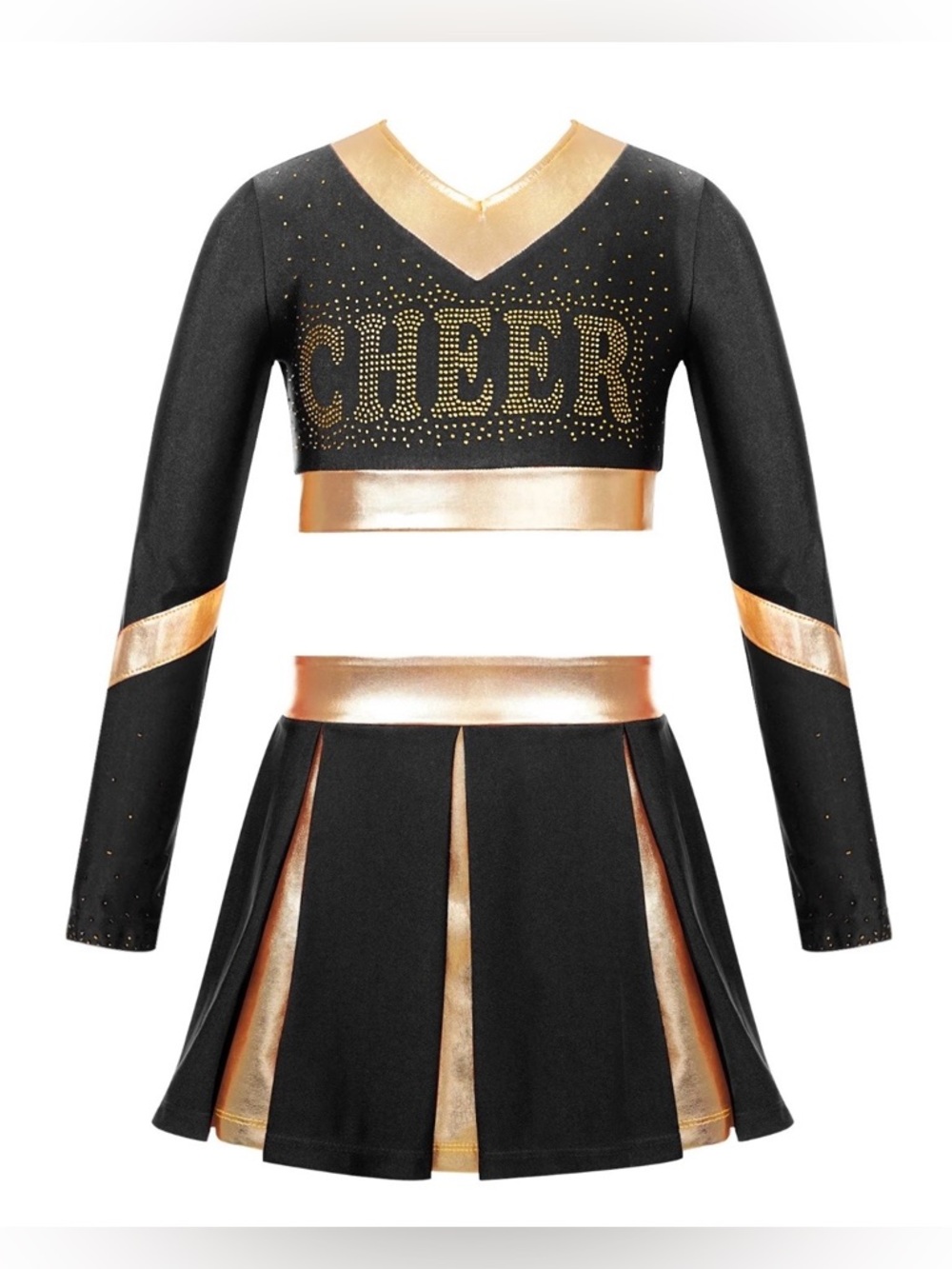 iEFiEL Girls Cheerleader Uniform Black & Gold Set Size 7-8Y (US 8) NWT